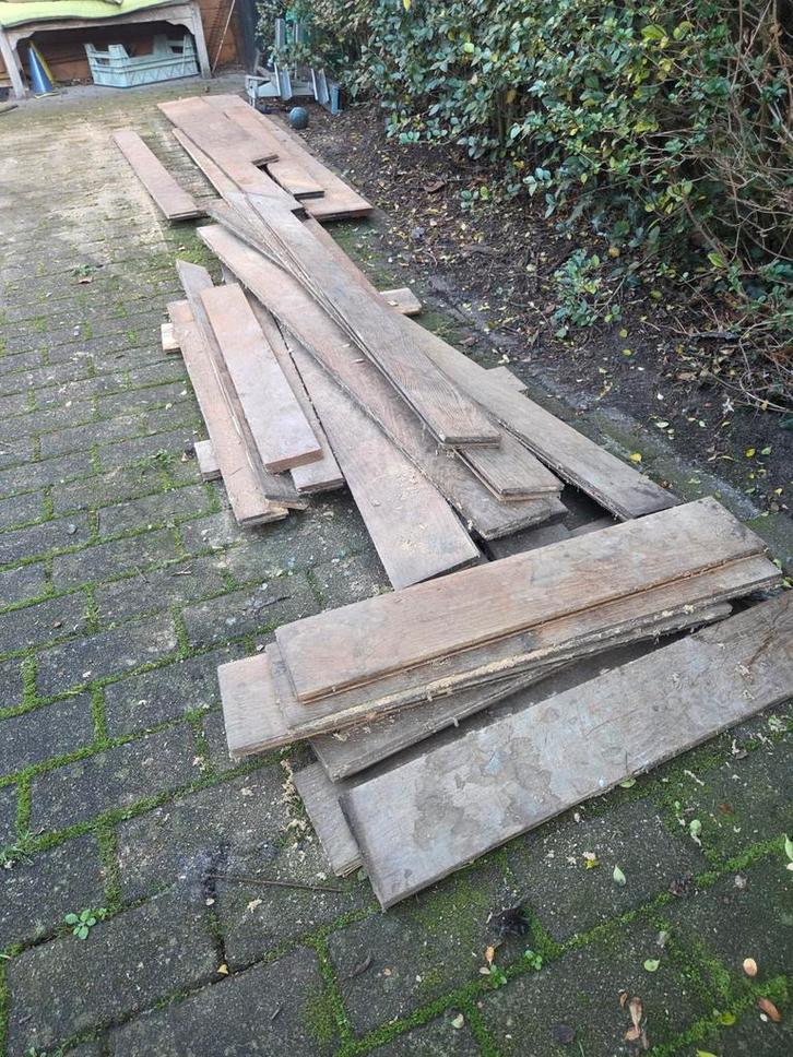 Gebruikte eikehouten vloerdelen, Doe-het-zelf en Verbouw, Hout en Planken, Gebruikt, Plank, Eiken, Minder dan 200 cm, 25 tot 50 mm