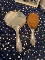 Vintage verzilverde handspiegel en borstel set, Antiek en Kunst, Ophalen of Verzenden