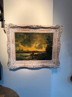 olieverf Schilderij Bootje langs de waterkant, Antiek en Kunst, Ophalen