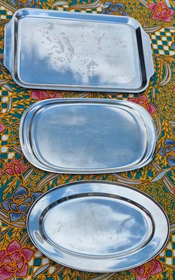 RVS serveerschalen / serveerbladen – set van 3 beschikbaar voor biedingen