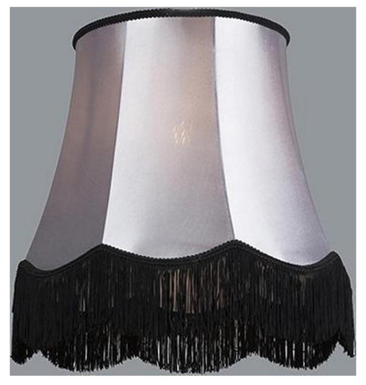 Grijze Lampenkap Oma Stijl - 45cm, Huis en Inrichting, Lampen | Lampenkappen, Gebruikt, 25 tot 50 cm, Rond, Grijs, Ophalen of Verzenden