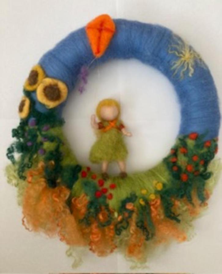 Waldorf vilten muurhanger (zomer/ michael), Kinderen en Baby's, Overige Kinderen en Baby's, Zo goed als nieuw, Ophalen