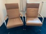 Leren design stoelen camel kleur als nieuw, Ophalen, Zo goed als nieuw, 75 tot 100 cm, Leer