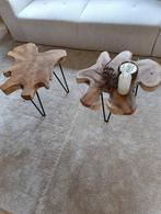 Organische boomschijf salontafel met mat zwart metalen poten, Ophalen, Nieuw