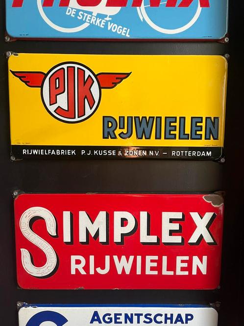 Gezocht emaille rijwielen borden langcat, Verzamelen, Merken en Reclamevoorwerpen, Gebruikt, Reclamebord, Ophalen of Verzenden