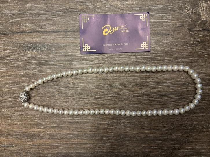Freshwater Pearl Necklace, Sieraden, Tassen en Uiterlijk, Kettingen, Zo goed als nieuw, Overige materialen, Wit, Ophalen