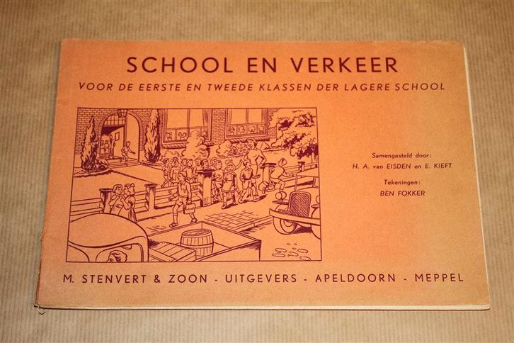 School en Verkeer - Kleurboek voor de Lagere School 1940, Boeken, Prentenboeken en Plaatjesalbums, Gelezen, Ophalen of Verzenden
