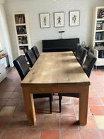eiken boeren eetkamertafel en 6 stoelen, Huis en Inrichting, Tafels | Eettafels, Ophalen, Eikenhout, 200 cm of meer, 50 tot 100 cm