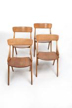 4 Vintage Design Stoelen + 2 Bar Krukken Uniek & Stijlvol, Ophalen, Gebruikt, Bruin, Vintage