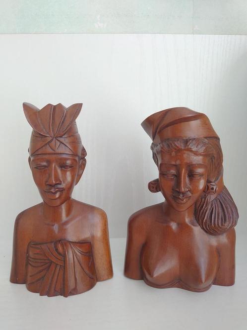 FRAAI!Balinees bruidspaar/klein model houtsnijwerk/jaren'50, Antiek en Kunst, Kunst | Beelden en Houtsnijwerken, Ophalen of Verzenden