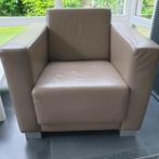 2 leren lederen fauteuils / bankstel eenzits, Huis en Inrichting, Ophalen, Gebruikt, Eenpersoons, Rechte bank