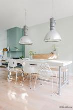 Industriële Steigerhouten Eethoek met Lampen, Ophalen, Gebruikt, Industrieel, Minder dan 4 stoelen