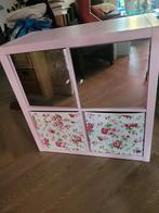Ikea Kallax roze kast 2x2 met deurtjes/bakken, Ophalen, 50 tot 100 cm, Minder dan 100 cm, Glas