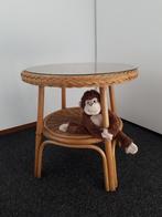 rotan tafeltje met glasplaat, Huis en Inrichting, Ophalen, Gebruikt