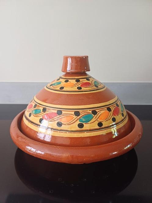 Tajine 35cm, handbeschilderd, Huis en Inrichting, Keuken | Potten en Pannen, Zo goed als nieuw, Overige materialen, Ophalen of Verzenden