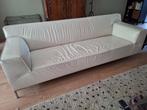 Wit leren bank, Huis en Inrichting, Banken | Bankstellen, Ophalen, Gebruikt, Driepersoons, 75 tot 100 cm