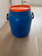 Blauwe kunststof ton met deksel, 75 tot 150 liter, Ophalen of Verzenden, Gebruikt, Kunststof