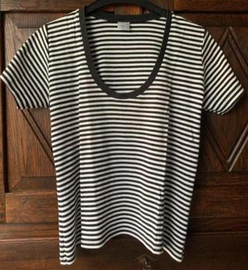 Zwart-wit gestreepte top, shirt; M&S; L large; 100% katoen beschikbaar voor biedingen