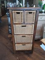 **SALE** Teakhouten ladekast rieten lades, Ophalen, Gebruikt, 100 tot 150 cm, 50 tot 100 cm