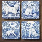 Heilige Birmaan Delfts Blauw onderzetters met houder, Ophalen of Verzenden, Nieuw, Glas of Kopje