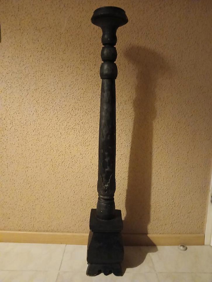 Grote Houten Kandelaar, zwart/donkerbruin 101,5 cm, Huis en Inrichting, Woonaccessoires | Kandelaars en Kaarsen, 75 cm of meer