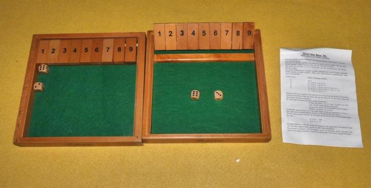 Shut the box, Hobby en Vrije tijd, Gezelschapsspellen | Bordspellen, Zo goed als nieuw, Een of twee spelers, Drie of vier spelers