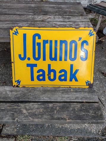 Originele emaille bord Gruno's Tabak. beschikbaar voor biedingen