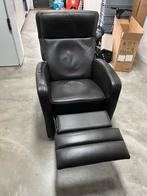 Donkerbruine Relaxfauteuil met Beensteun, Huis en Inrichting, Ophalen, Gebruikt, Leer, 75 tot 100 cm
