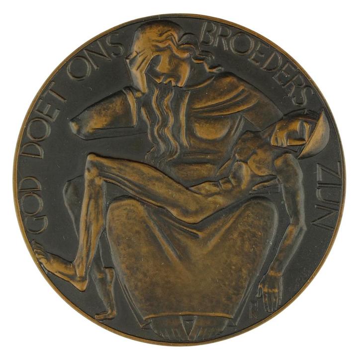 PENNING VPK 1931 Dirk Bus : Vrede º, Postzegels en Munten, Penningen en Medailles, Brons, Nederland, Verzenden