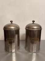 Twee vintage verchroomde koperen voorraadpotten, Ophalen of Verzenden