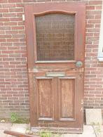 Vintage hardhouten voordeur met koperen knoppen, Doe-het-zelf en Verbouw, Deuren en Horren, Ophalen, Gebruikt, 80 tot 100 cm, Buitendeur