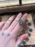 Zilveren vingertop / pink ring met aquamarijn steen, Sieraden, Tassen en Uiterlijk, Ringen, Met edelsteen, Ophalen of Verzenden