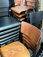 Retro eettafelstoelen nieuw schoolstoelen horeca prijs p/st, Jaren 60, Bruin, NL, Ophalen of Verzenden