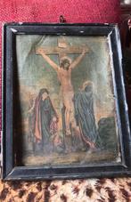 18e eeuw?Jezus aan het Kruis- Oude (Steen)Druk op Doek ., Antiek en Kunst, Ophalen of Verzenden