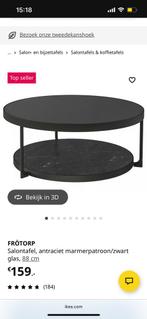 Salontafel ikea zwart rond glas, Huis en Inrichting, Tafels | Salontafels, Ophalen, Rond, 50 tot 100 cm, Minder dan 50 cm