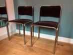Vintage buizen stoelen met bruine rib, Huis en Inrichting, Stoelen, Ophalen, Gebruikt, Bruin, Vintage
