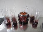 Bijzondere set vintage Kristal 12 Longdrink + ijsemmer, Huis en Inrichting, Ophalen, Zo goed als nieuw, Glas, Overige stijlen