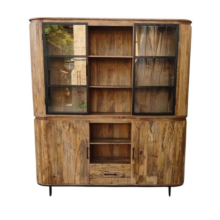 Opruiming vitrinekast Oxford 200x45x220cm, Huis en Inrichting, Kasten | Vitrinekasten, Nieuw, 200 cm of meer, 200 cm of meer, 25 tot 50 cm