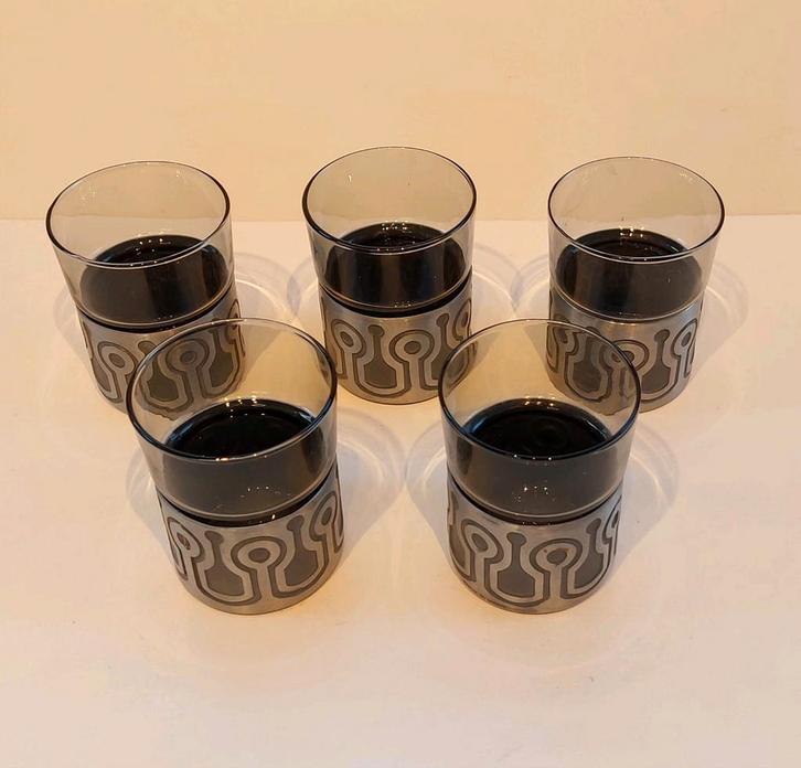 Glazen met Tinnen Houder Pewter Norway, Antiek en Kunst, Antiek | Tin, Ophalen of Verzenden