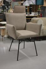 4 x luxe eetkamerstoel Sanne Jess armleuningen stof naturel