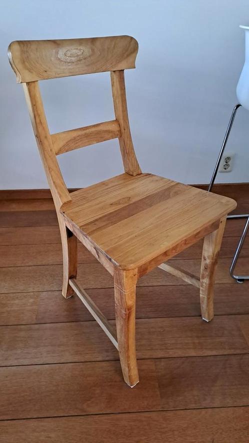 4 Tijdloze teakhouten eetkamer stoelen, Huis en Inrichting, Stoelen, Zo goed als nieuw, Vier, Bruin, Ophalen