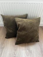 Groene Suede Kussentjes - 38x38cm, Huis en Inrichting, Ophalen of Verzenden, Nieuw, Groen, Vierkant