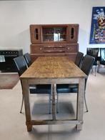 Oude Eiken Eettafel - Landelijke Stijl, Huis en Inrichting, Tafels | Eettafels, Ophalen, Gebruikt, 100 tot 150 cm, Eikenhout