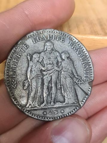 Zilveren Franse 5 Francs 1875 A - Herkule beschikbaar voor biedingen