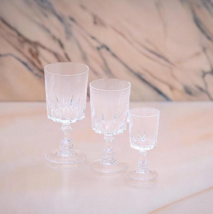Set van 3 Vintage Kristallen Glazen, Cristal d’Arques France, Antiek en Kunst, Antiek | Glas en Kristal, Ophalen of Verzenden