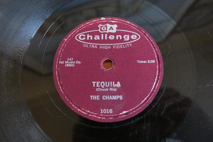 The Champs Tequila 78 toeren 78rpm grammofoonplaat schellak, Cd's en Dvd's, Vinyl | Pop, Gebruikt, Voor 1960, 10 inch, Ophalen of Verzenden
