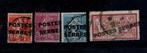 A111A) Postes Serbes op Franse zegels 4x opdrukken?, Ophalen of Verzenden, Gestempeld