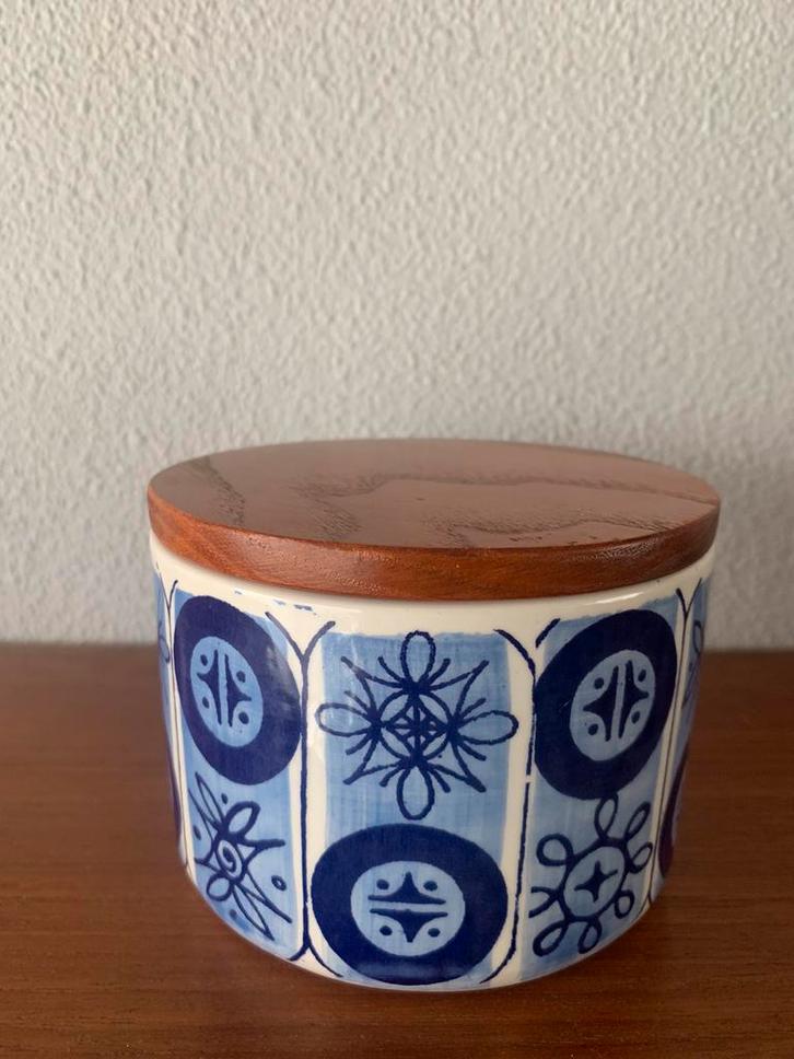 Jie Gantofta Sweden voorraadpot Prisma teak deksel Nylund, Antiek en Kunst, Antiek | Keramiek en Aardewerk, Verzenden