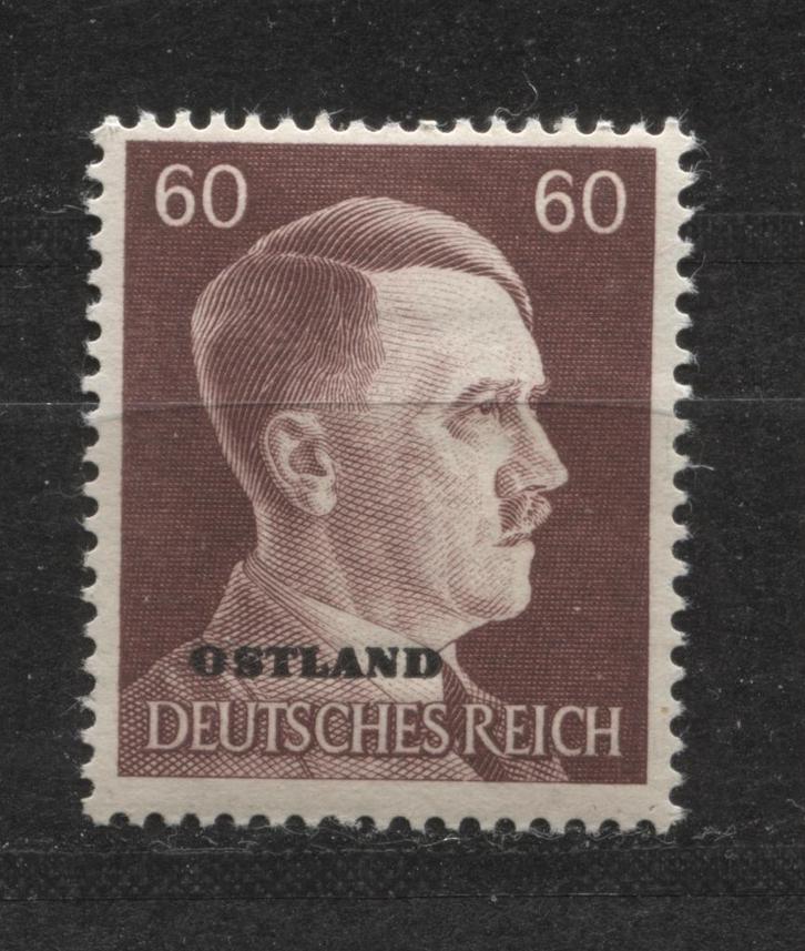 Duitse Adolf Hitler postzegel met opdruk Ostland (18), Verzamelen, Militaria | Tweede Wereldoorlog, Landmacht, Foto of Poster
