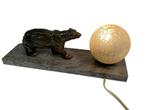 Franse Art Deco bureaulamp met beer # 9823, Gebruikt, Ophalen of Verzenden, Grizzly beer, Bruine beer